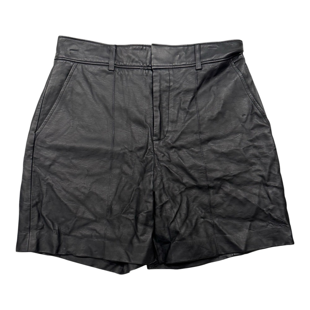 CLUB MONACO Riya Black Faux Leather High Waisted Shorts Size 6